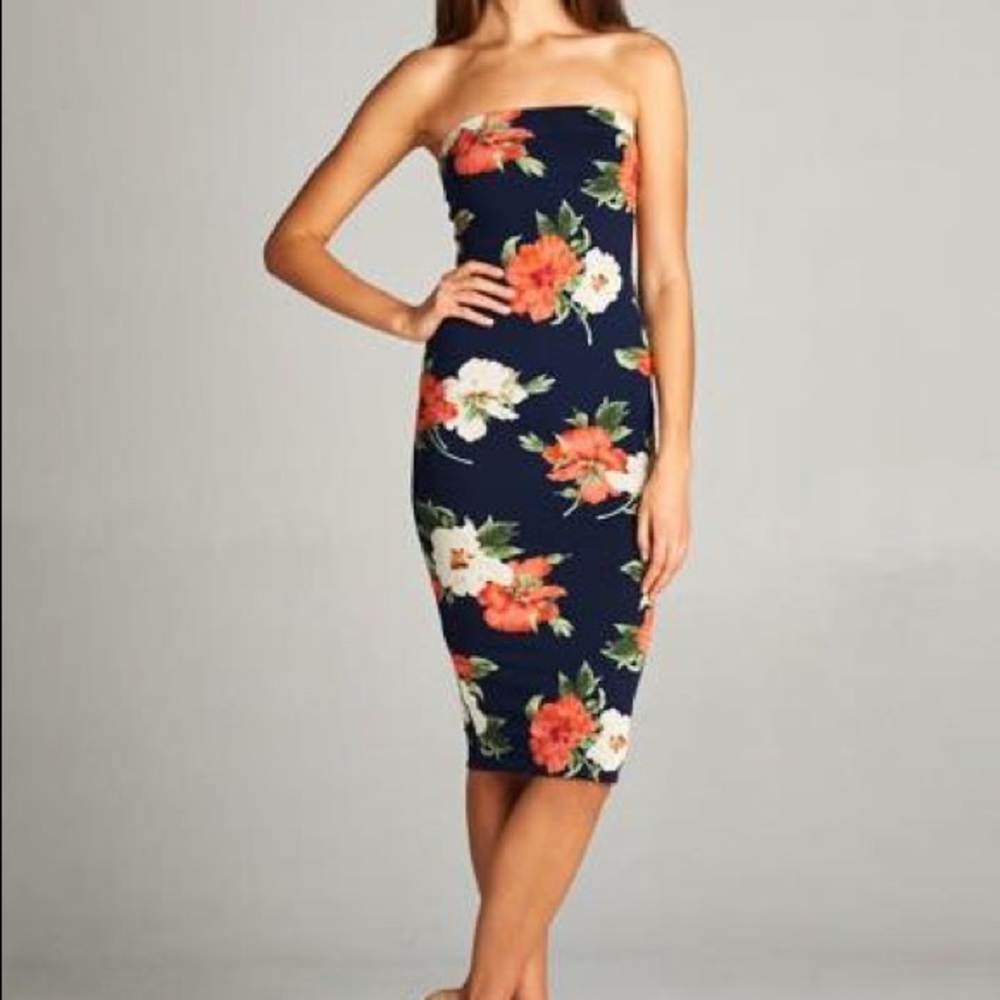 Floral Print Tube Dress